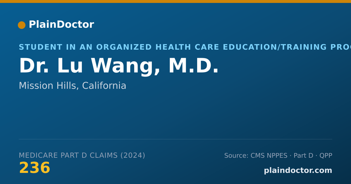 Shareable card for Lu Wang, M.D. - Student in an Organized Health Care Education/Training Program, Mission Hills, CA