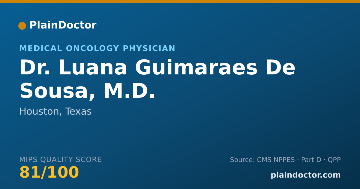 Shareable card for Luana Guimaraes De Sousa, M.D. - Medical Oncology Physician, Houston, TX