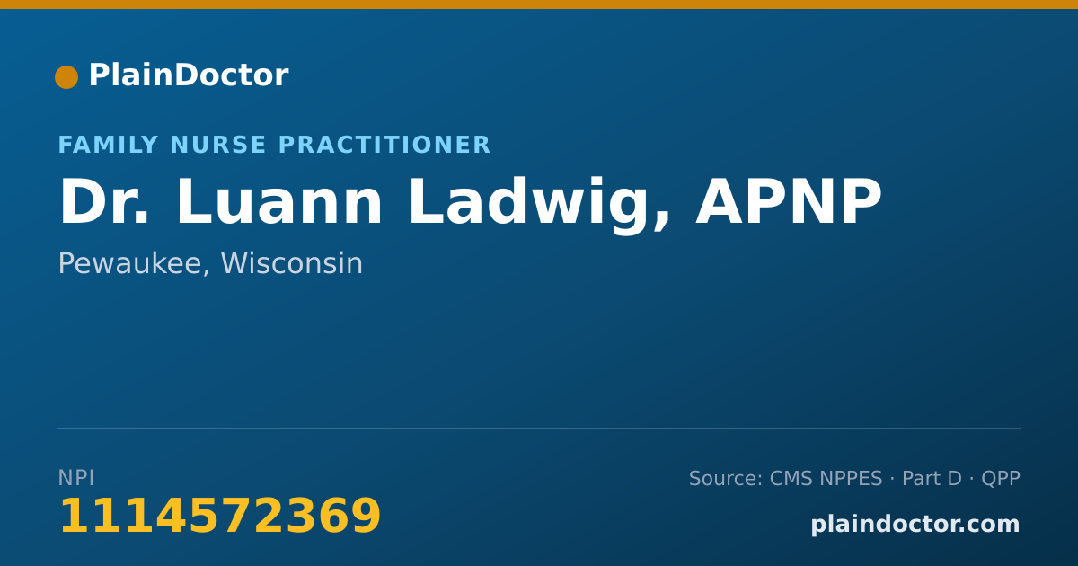 Shareable card for Luann Ladwig, APNP - Family Nurse Practitioner, Pewaukee, WI