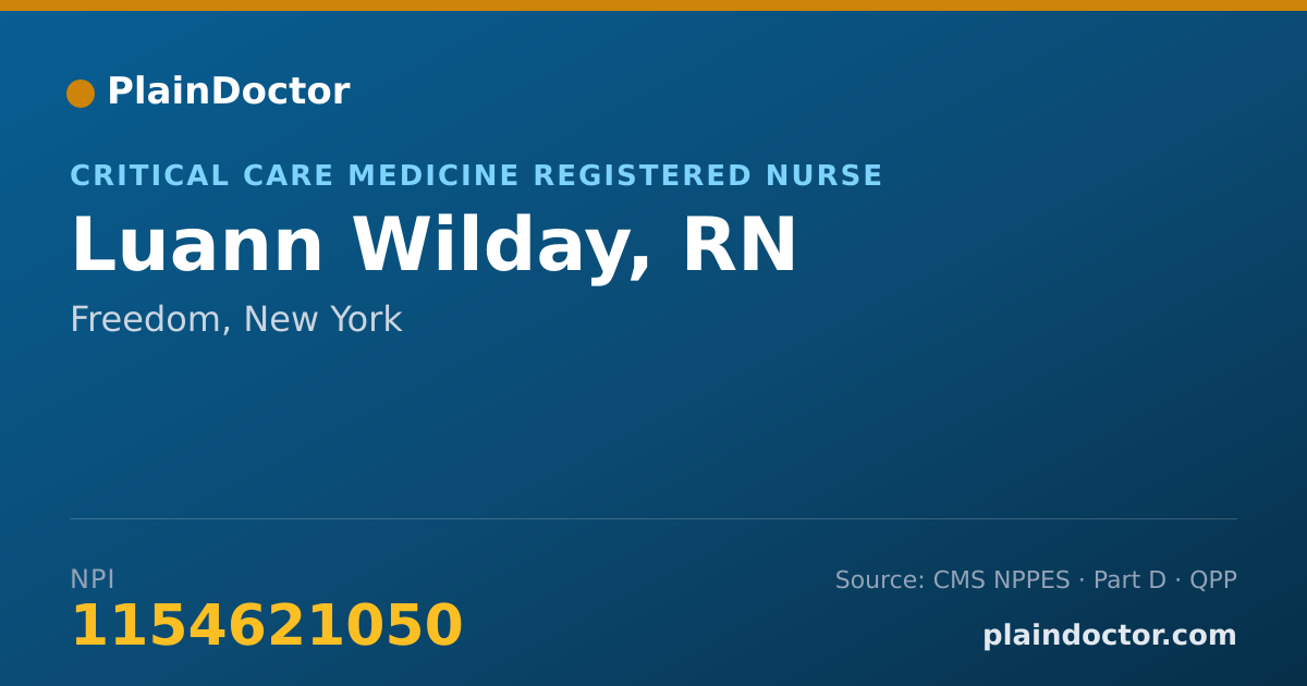 Shareable card for Luann Wilday, RN - Critical Care Medicine Registered Nurse, Freedom, NY