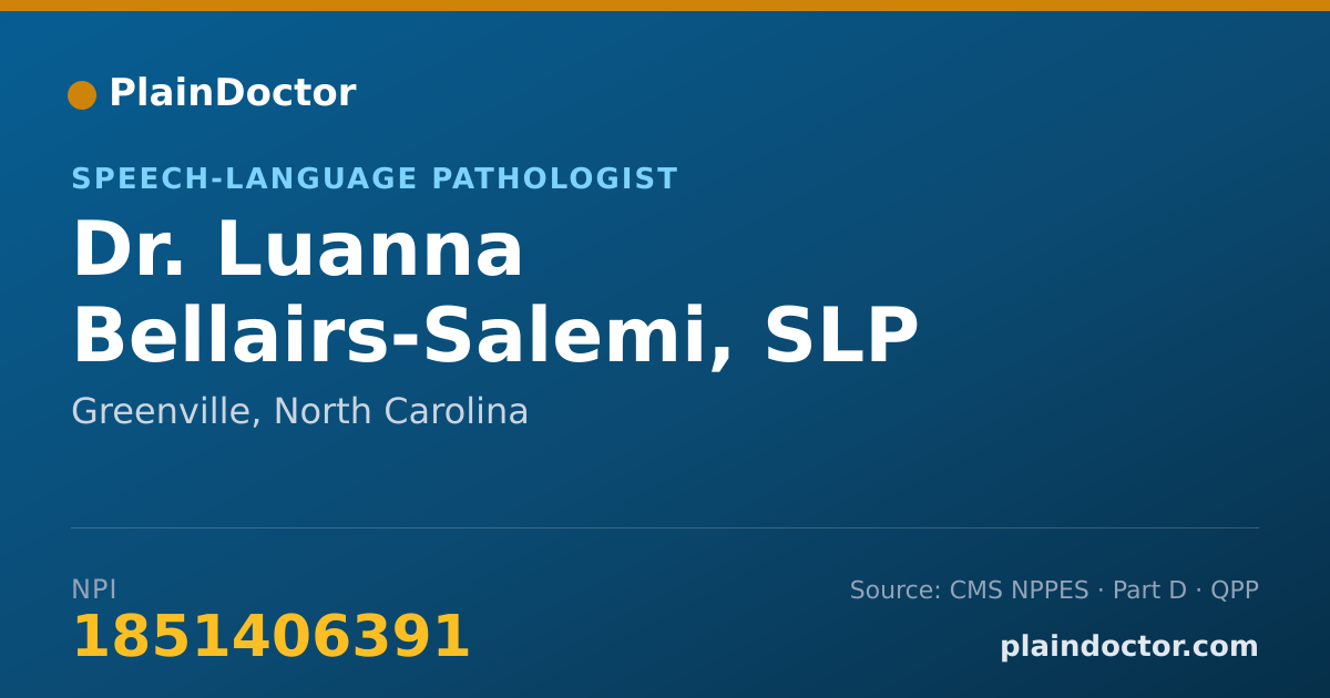 Shareable card for Luanna Bellairs-Salemi, SLP - Speech-Language Pathologist, Greenville, NC