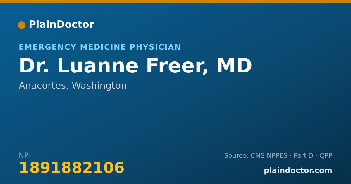 Shareable card for Luanne Freer, MD - Emergency Medicine Physician, Anacortes, WA