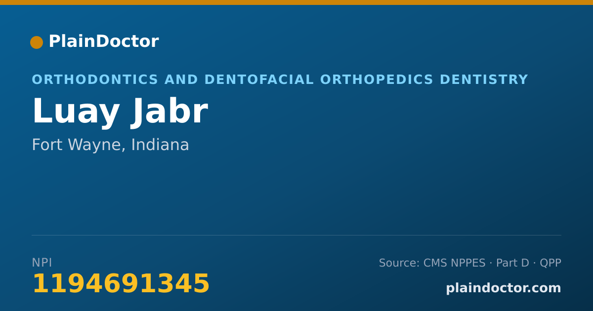 Shareable card for Luay Jabr - Orthodontics and Dentofacial Orthopedics Dentistry, Fort Wayne, IN