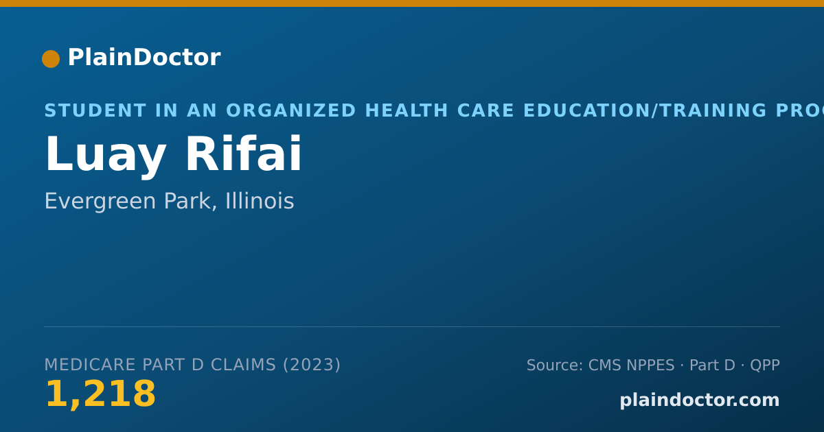 Shareable card for Luay Rifai - Student in an Organized Health Care Education/Training Program, Evergreen Park, IL