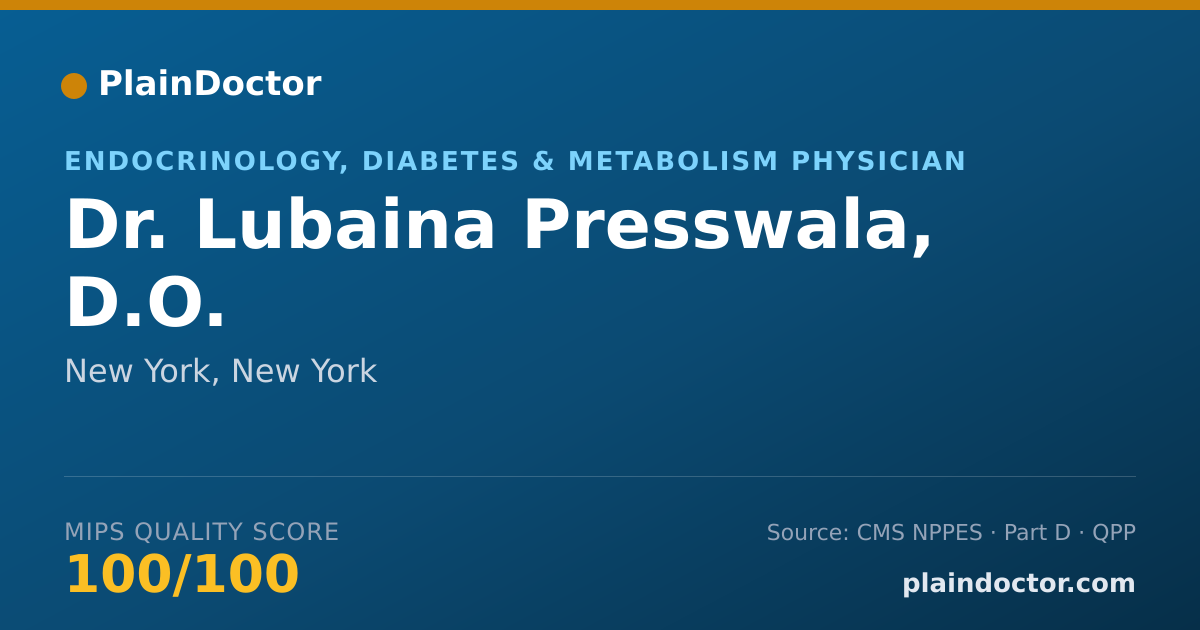 Shareable card for Lubaina Presswala, D.O. - Endocrinology, Diabetes & Metabolism Physician, New York, NY