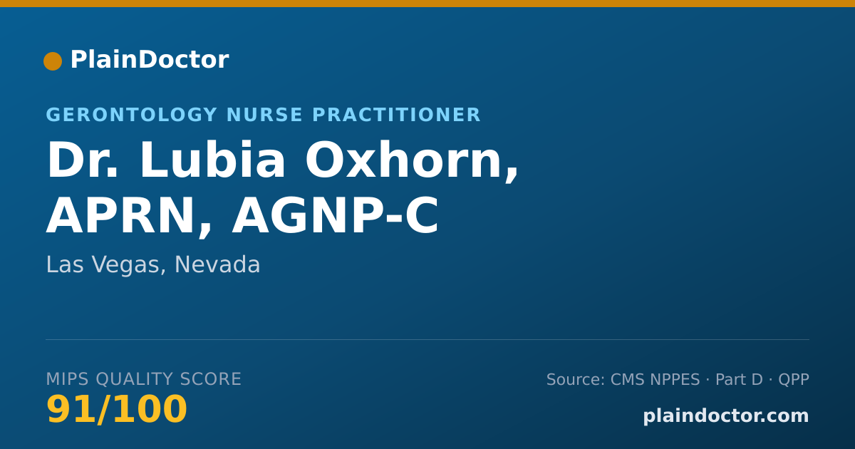 Shareable card for Lubia Oxhorn, APRN, AGNP-C - Gerontology Nurse Practitioner, Las Vegas, NV