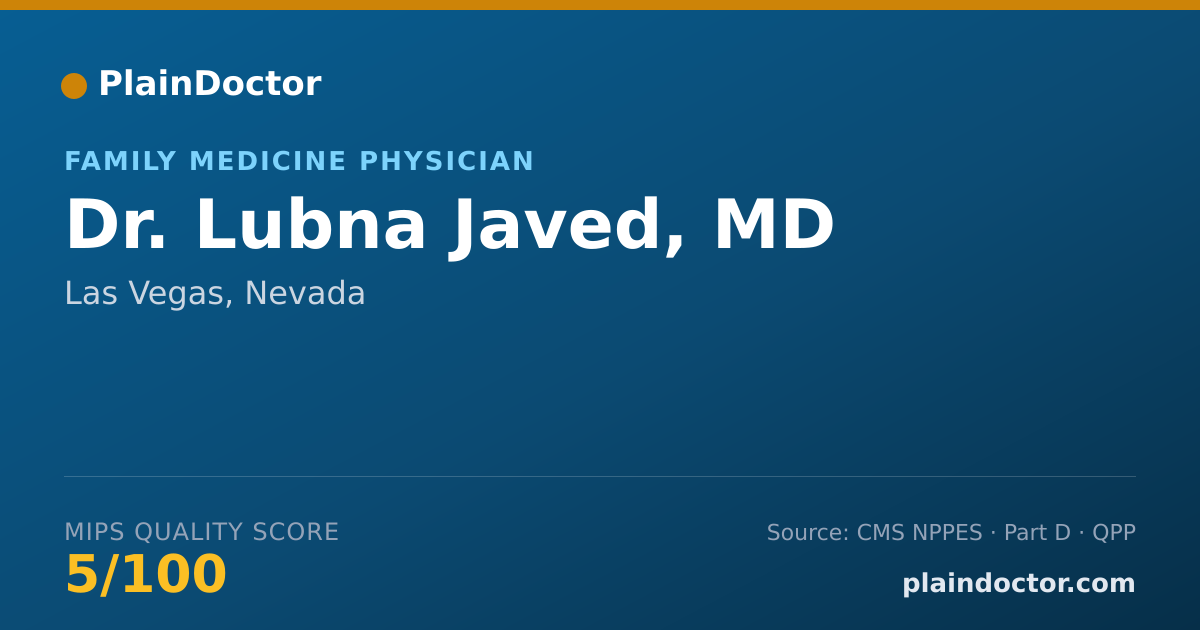 Shareable card for Lubna Javed, MD - Family Medicine Physician, Las Vegas, NV