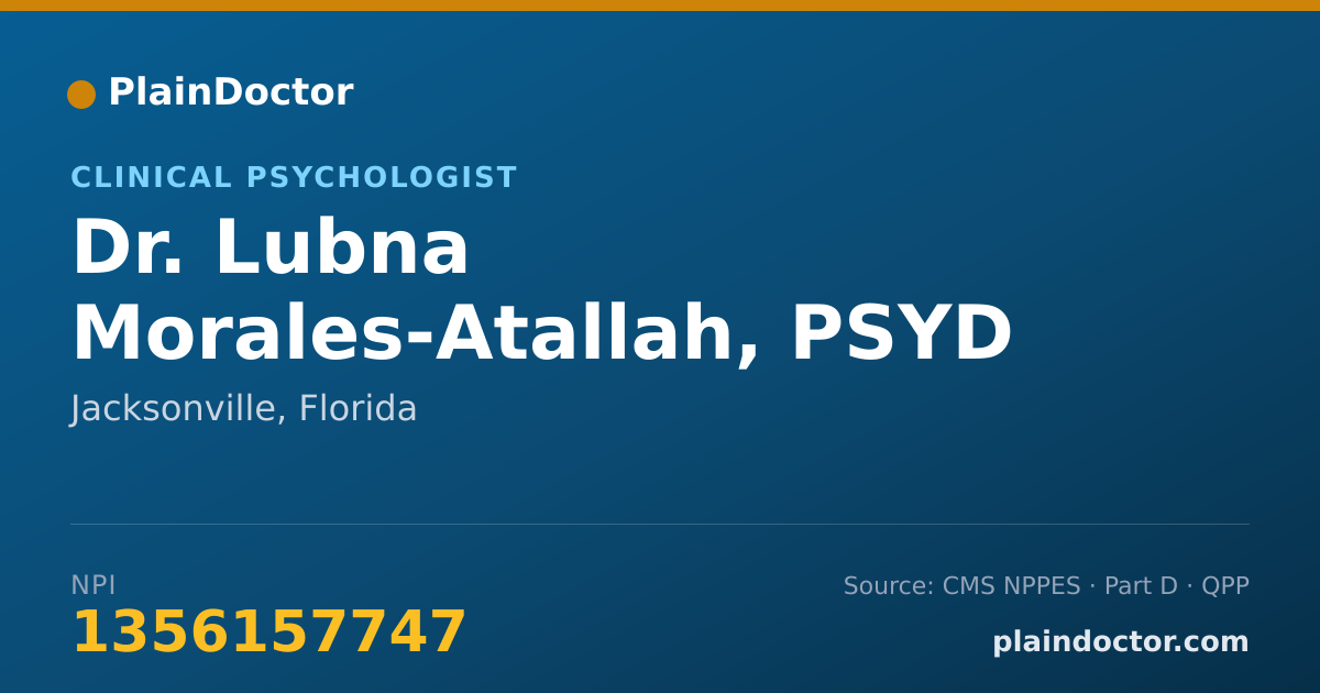 Shareable card for Lubna Morales-Atallah, PSYD - Clinical Psychologist, Jacksonville, FL