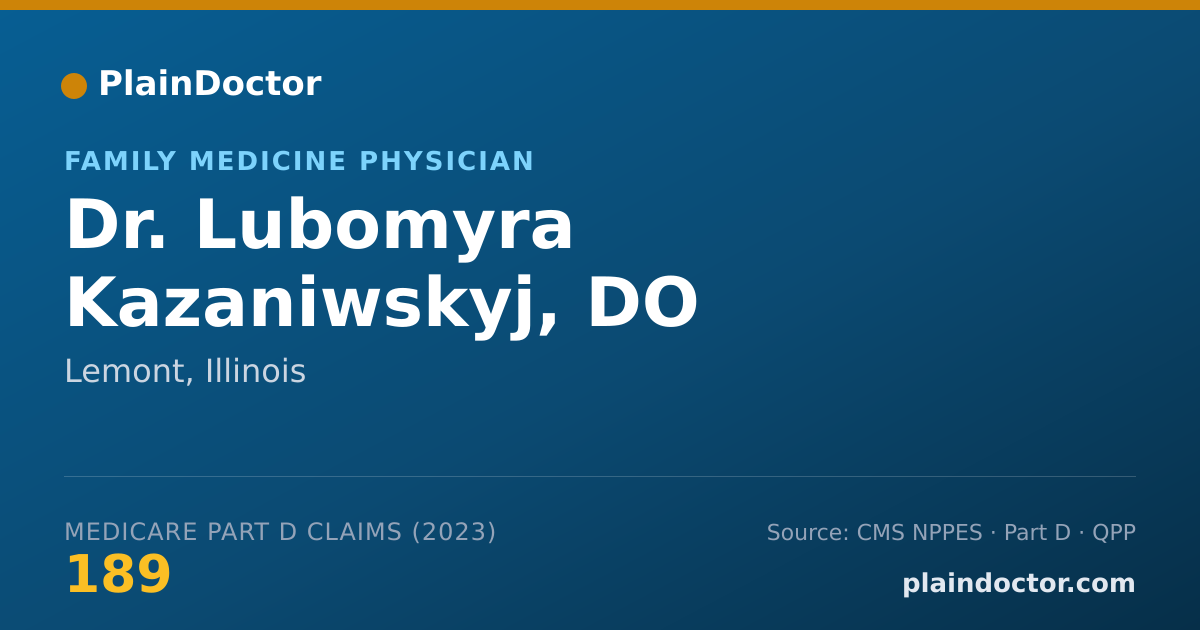Shareable card for Lubomyra Kazaniwskyj, DO - Family Medicine Physician, Lemont, IL