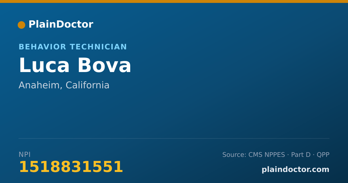 Shareable card for Luca Bova - Behavior Technician, Anaheim, CA
