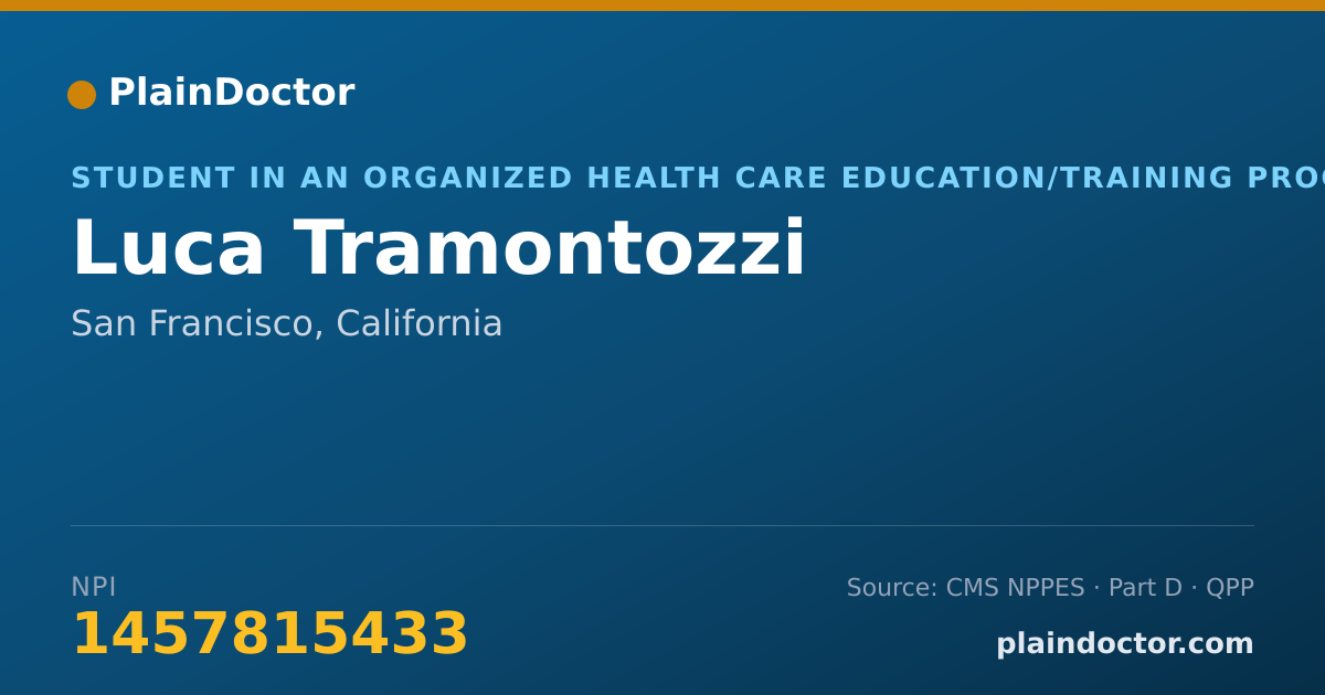 Shareable card for Luca Tramontozzi - Student in an Organized Health Care Education/Training Program, San Francisco, CA