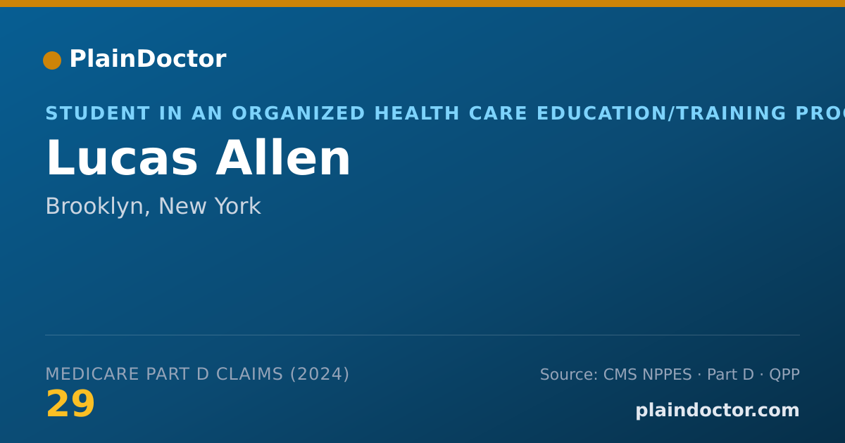 Shareable card for Lucas Allen - Student in an Organized Health Care Education/Training Program, Brooklyn, NY