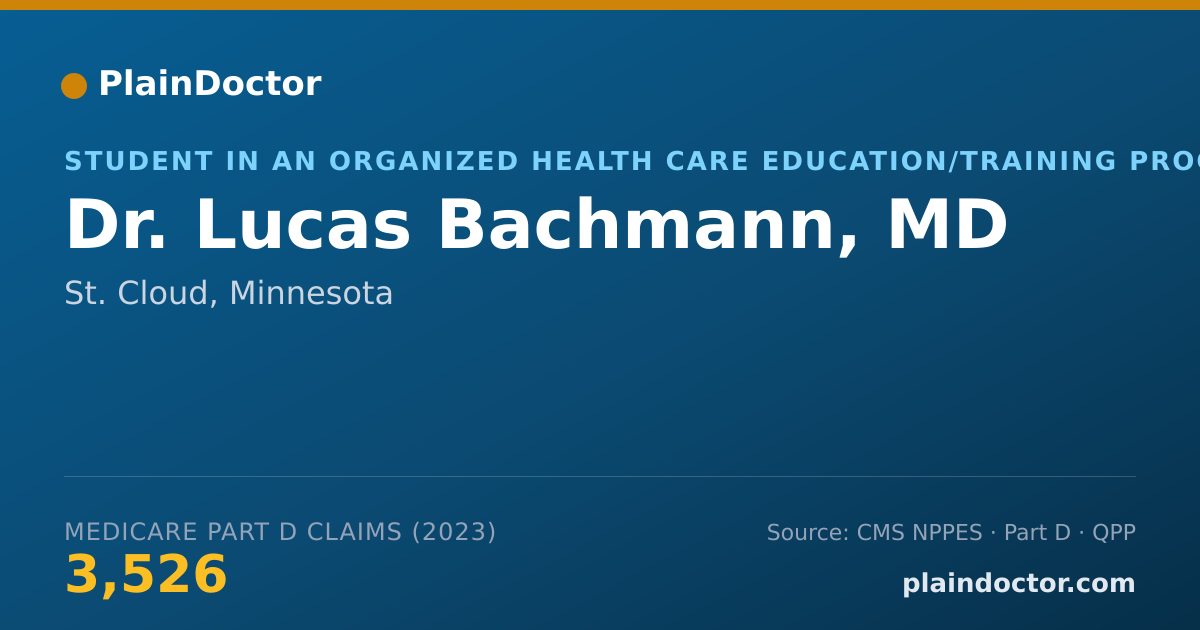Shareable card for Lucas Bachmann, MD - Student in an Organized Health Care Education/Training Program, St. Cloud, MN