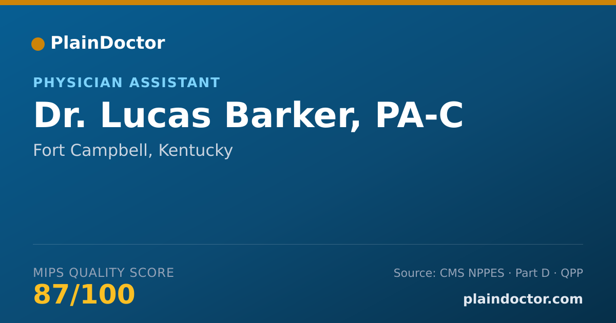 Shareable card for Lucas Barker, PA-C - Physician Assistant, Fort Campbell, KY
