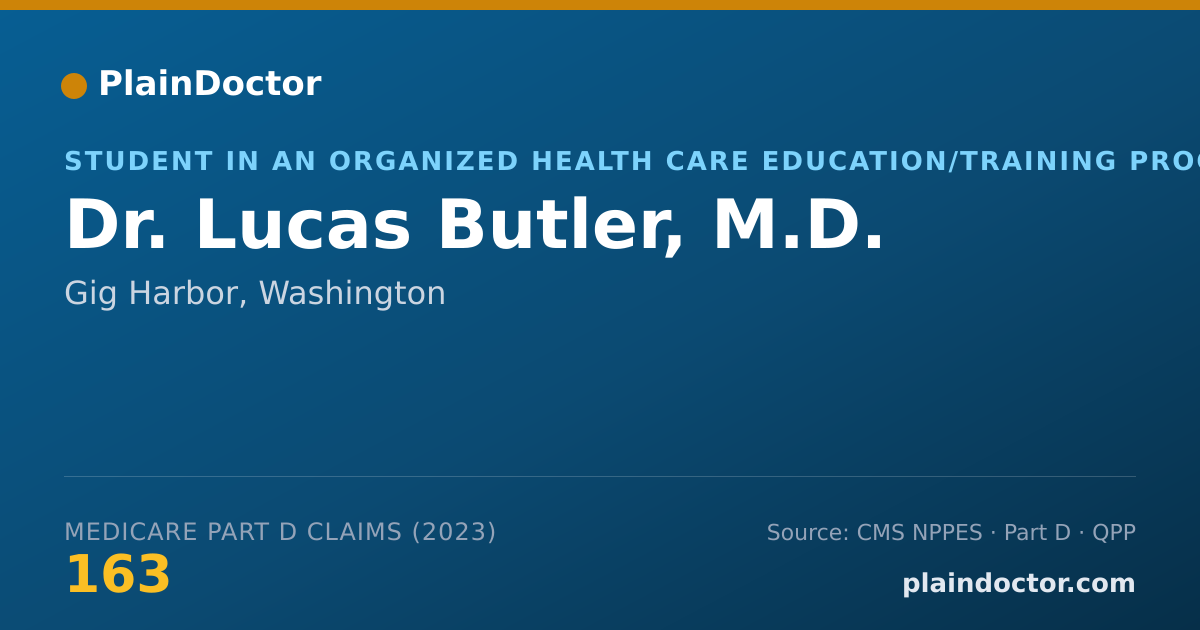 Shareable card for Lucas Butler, M.D. - Student in an Organized Health Care Education/Training Program, Gig Harbor, WA