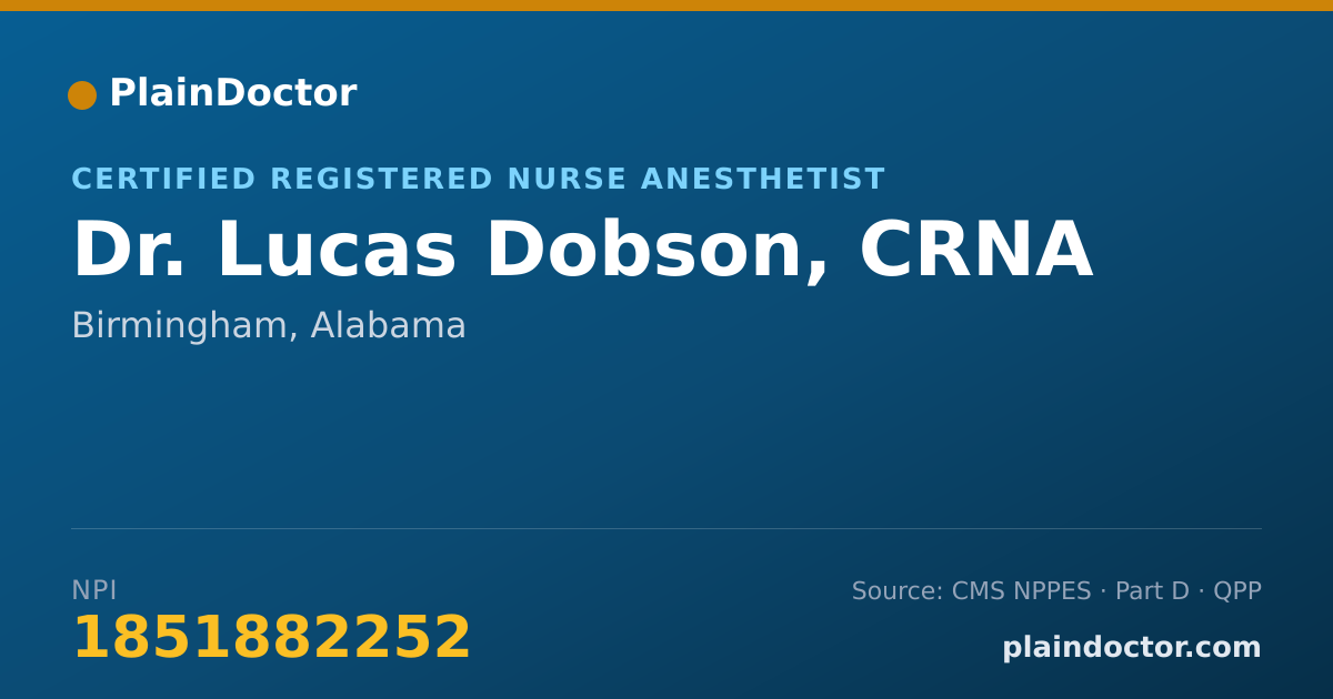 Shareable card for Lucas Dobson, CRNA - Certified Registered Nurse Anesthetist, Birmingham, AL