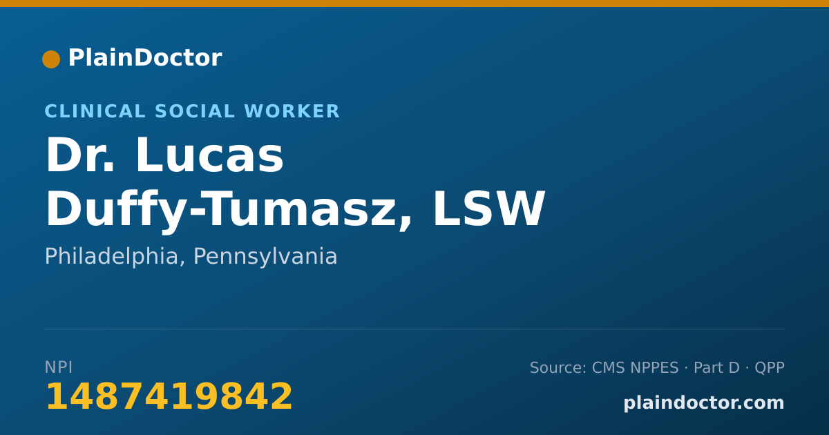Shareable card for Lucas Duffy-Tumasz, LSW - Clinical Social Worker, Philadelphia, PA