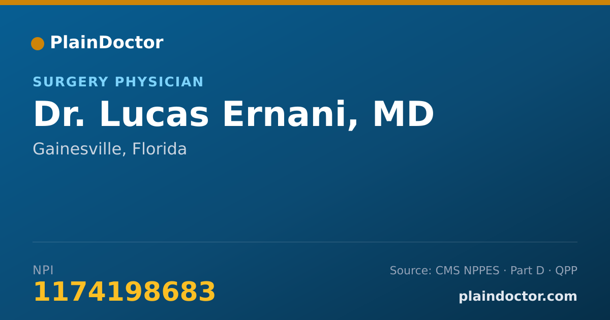 Shareable card for Lucas Ernani, MD - Surgery Physician, Gainesville, FL