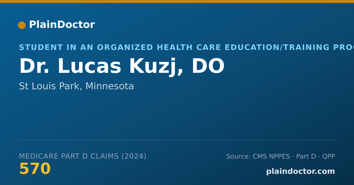 Shareable card for Lucas Kuzj, DO - Student in an Organized Health Care Education/Training Program, St Louis Park, MN
