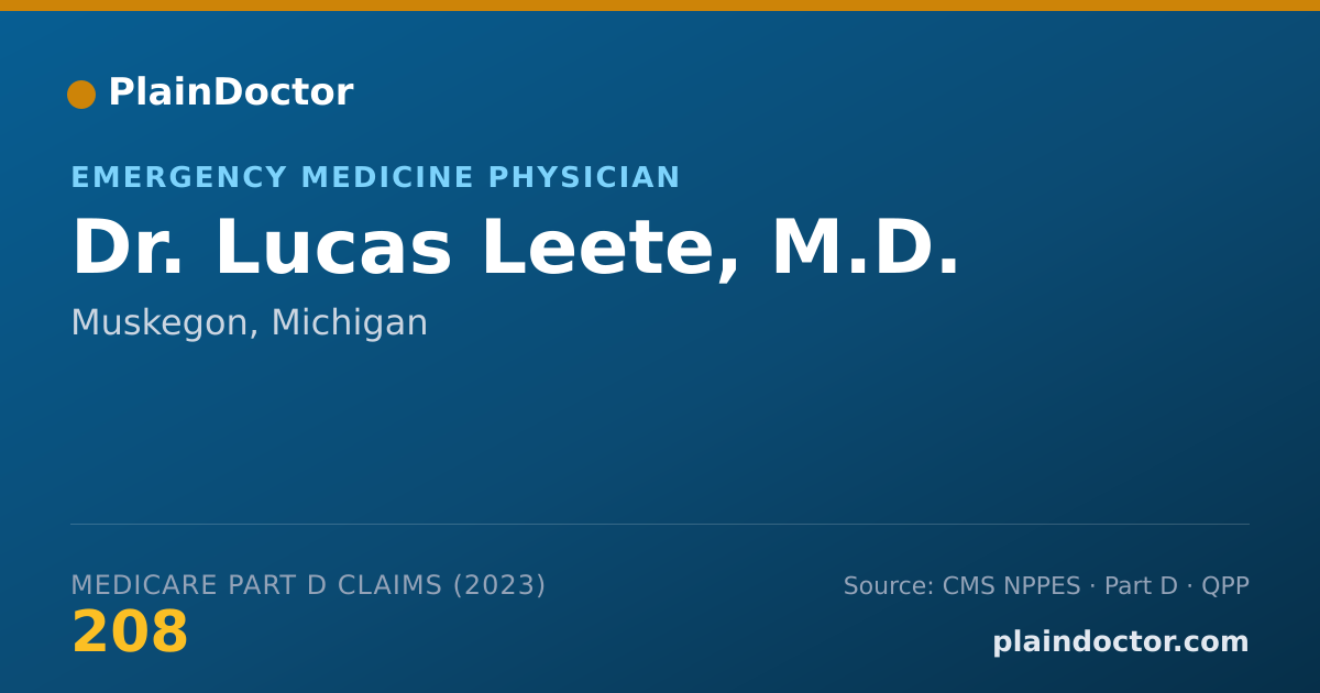 Shareable card for Lucas Leete, M.D. - Emergency Medicine Physician, Muskegon, MI