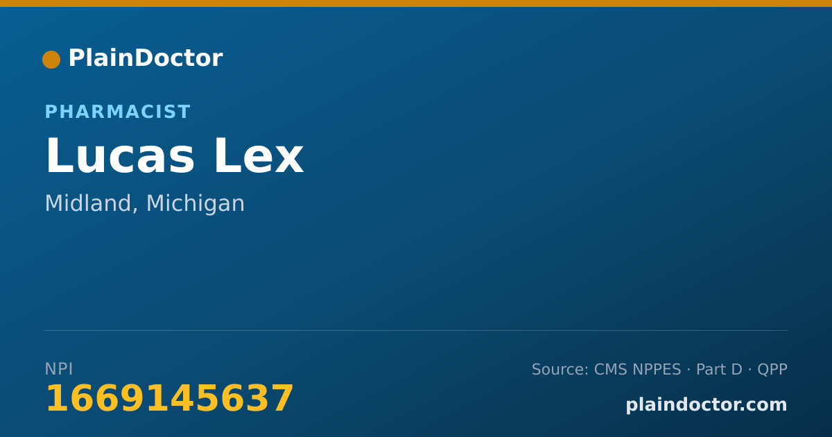Shareable card for Lucas Lex - Pharmacist, Midland, MI