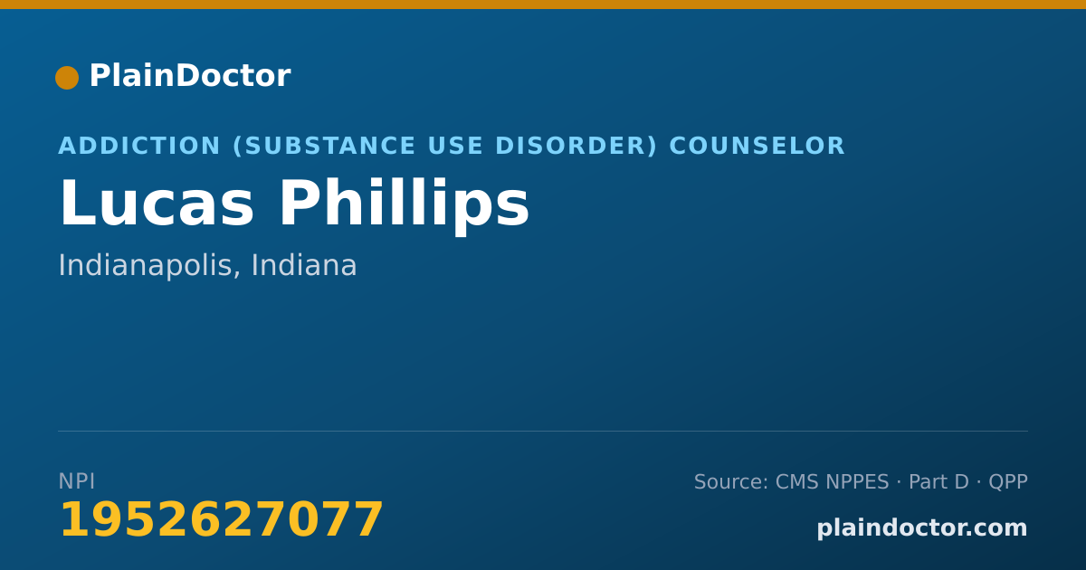 Shareable card for Lucas Phillips - Addiction (Substance Use Disorder) Counselor, Indianapolis, IN