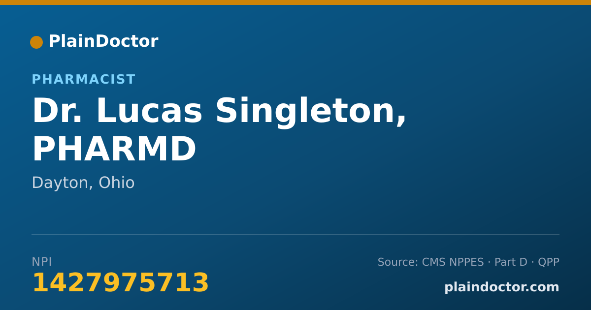 Shareable card for Lucas Singleton, PHARMD - Pharmacist, Dayton, OH