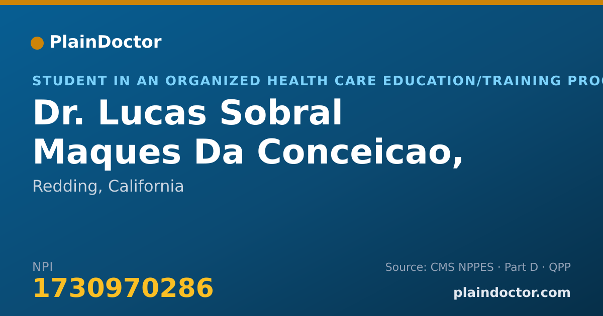 Shareable card for Lucas Sobral Maques Da Conceicao, M.D. - Student in an Organized Health Care Education/Training Program, Redding, CA