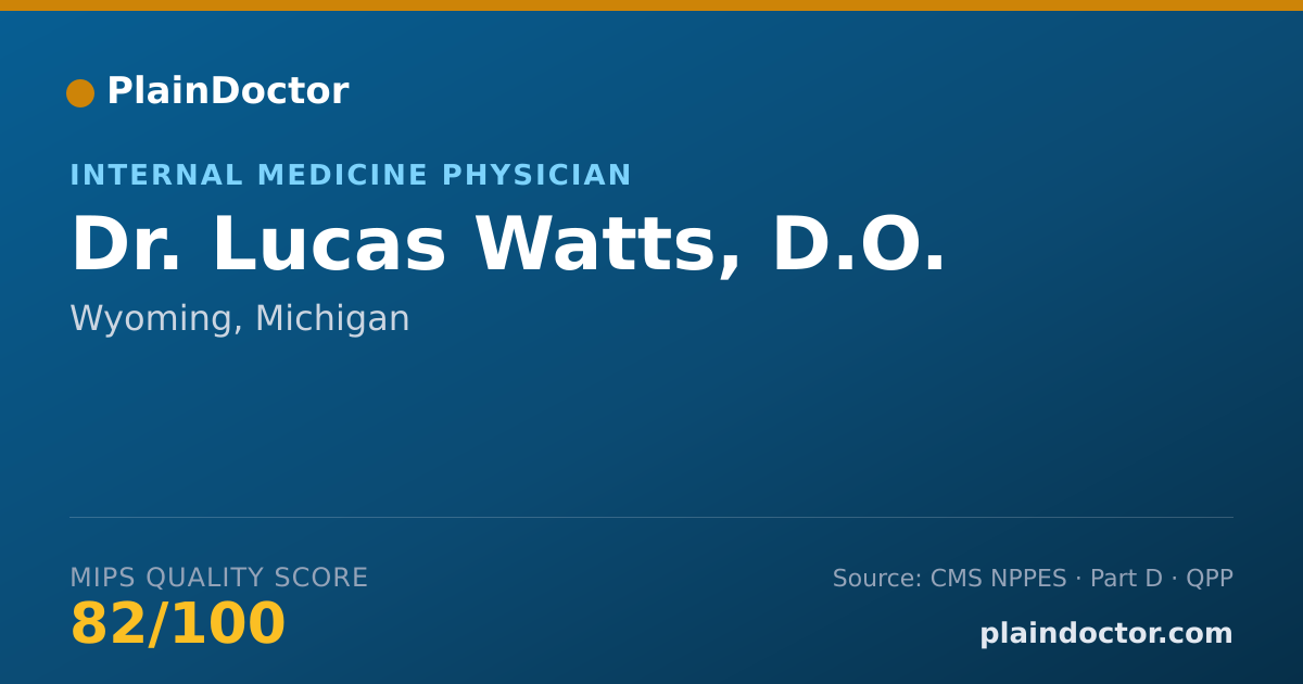 Shareable card for Lucas Watts, D.O. - Internal Medicine Physician, Wyoming, MI