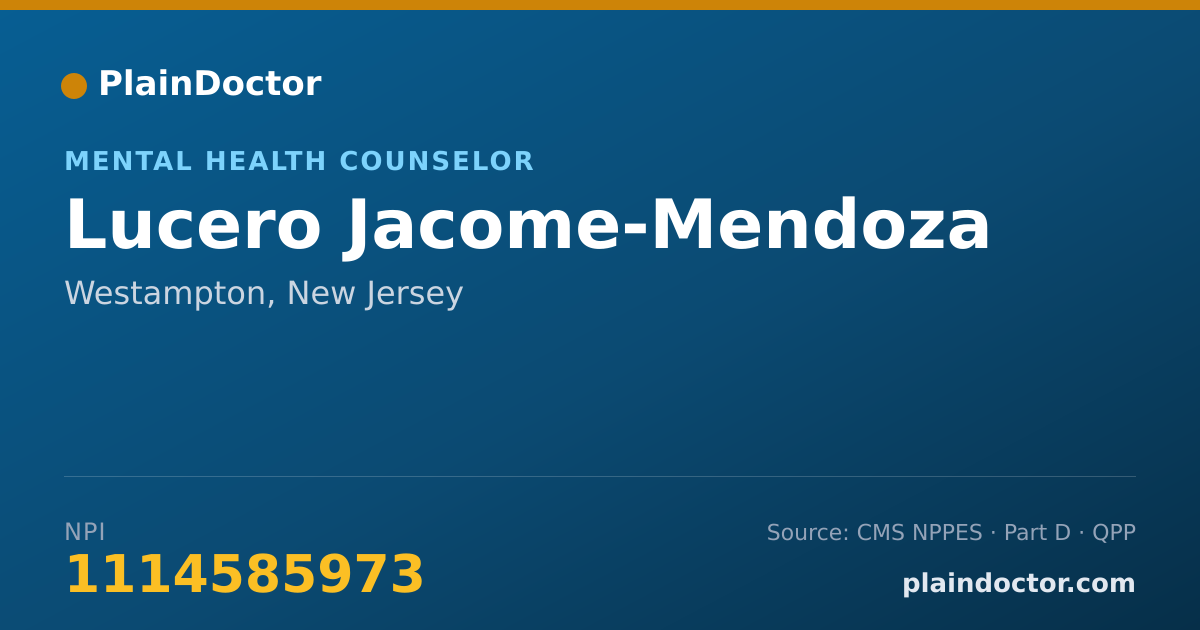 Shareable card for Lucero Jacome-Mendoza - Mental Health Counselor, Westampton, NJ