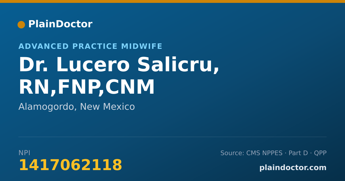 Shareable card for Lucero Salicru, RN,FNP,CNM - Advanced Practice Midwife, Alamogordo, NM