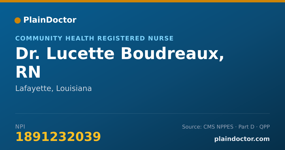 Shareable card for Lucette Boudreaux, RN - Community Health Registered Nurse, Lafayette, LA