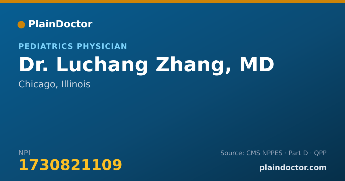 Shareable card for Luchang Zhang, MD - Pediatrics Physician, Chicago, IL