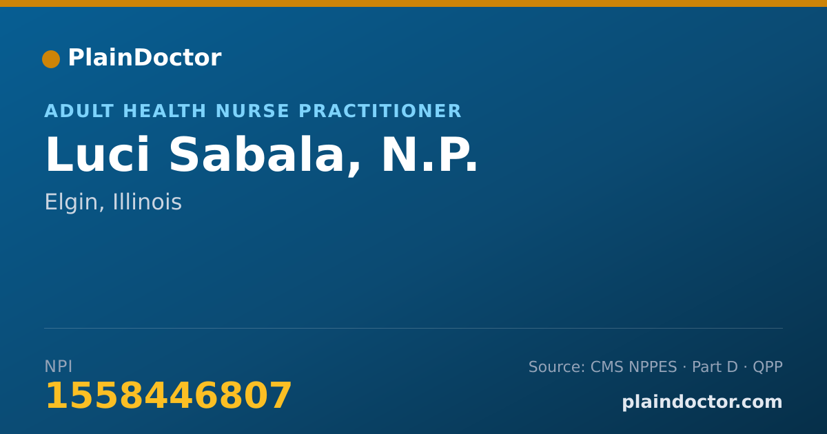 Shareable card for Luci Sabala, N.P. - Adult Health Nurse Practitioner, Elgin, IL
