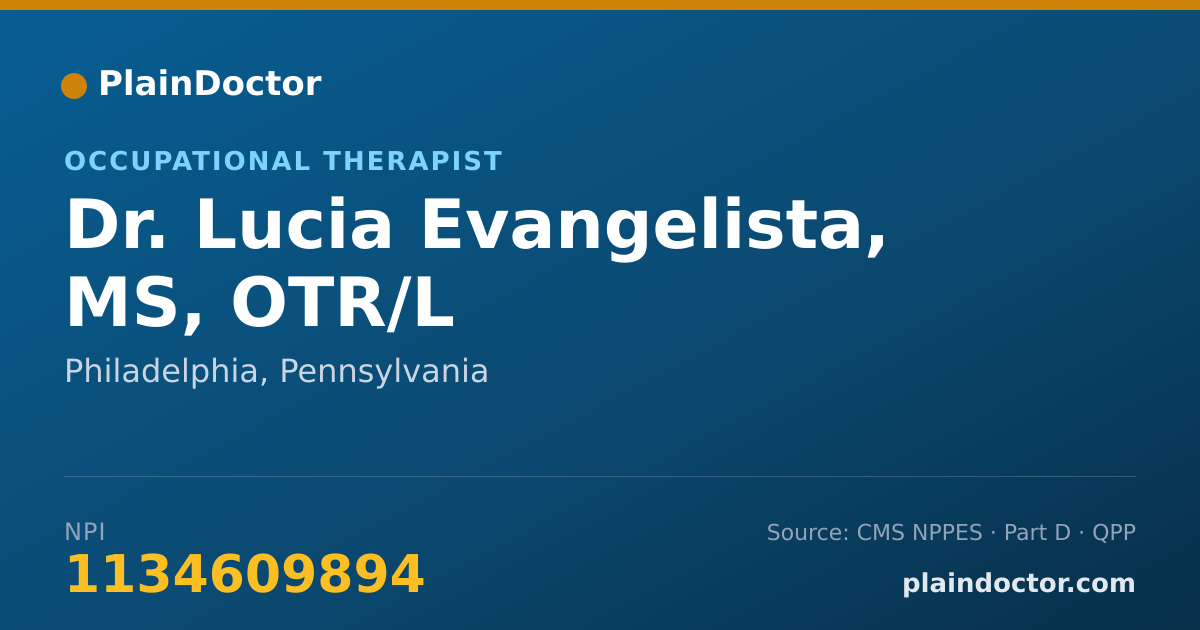 Shareable card for Lucia Evangelista, MS, OTR/L - Occupational Therapist, Philadelphia, PA