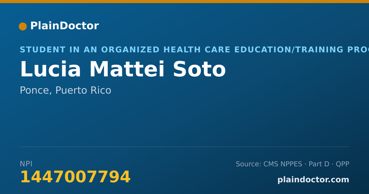 Shareable card for Lucia Mattei Soto - Student in an Organized Health Care Education/Training Program, Ponce, PR