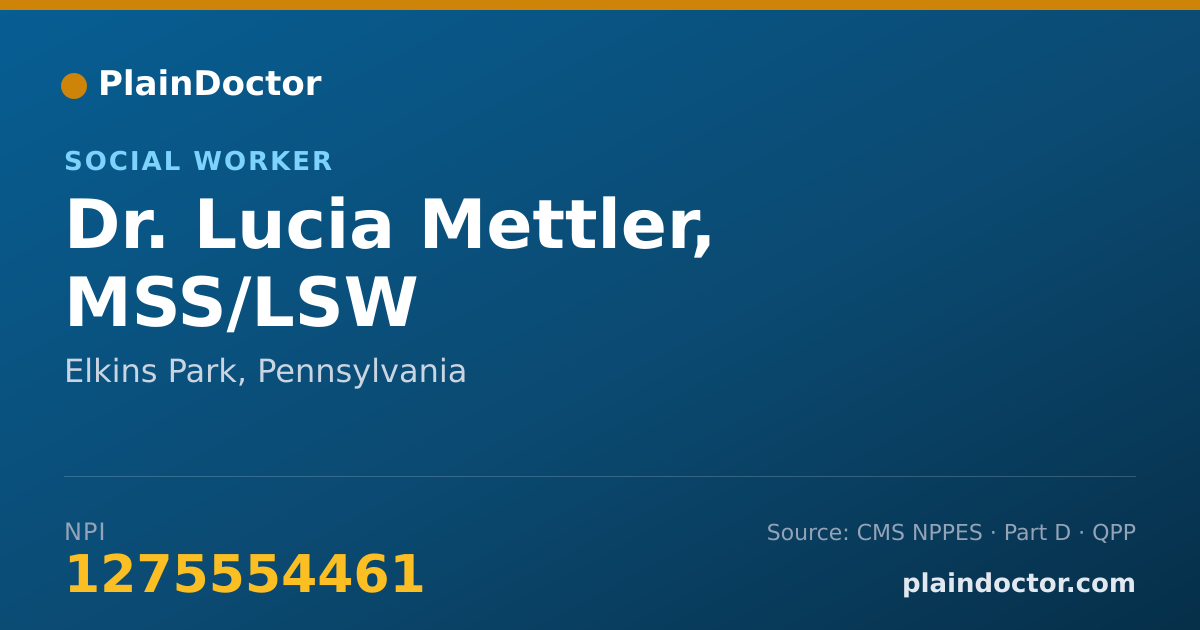 Shareable card for Lucia Mettler, MSS/LSW - Social Worker, Elkins Park, PA