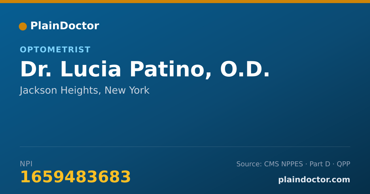 Shareable card for Lucia Patino, O.D. - Optometrist, Jackson Heights, NY