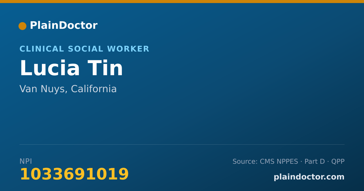 Shareable card for Lucia Tin - Clinical Social Worker, Van Nuys, CA