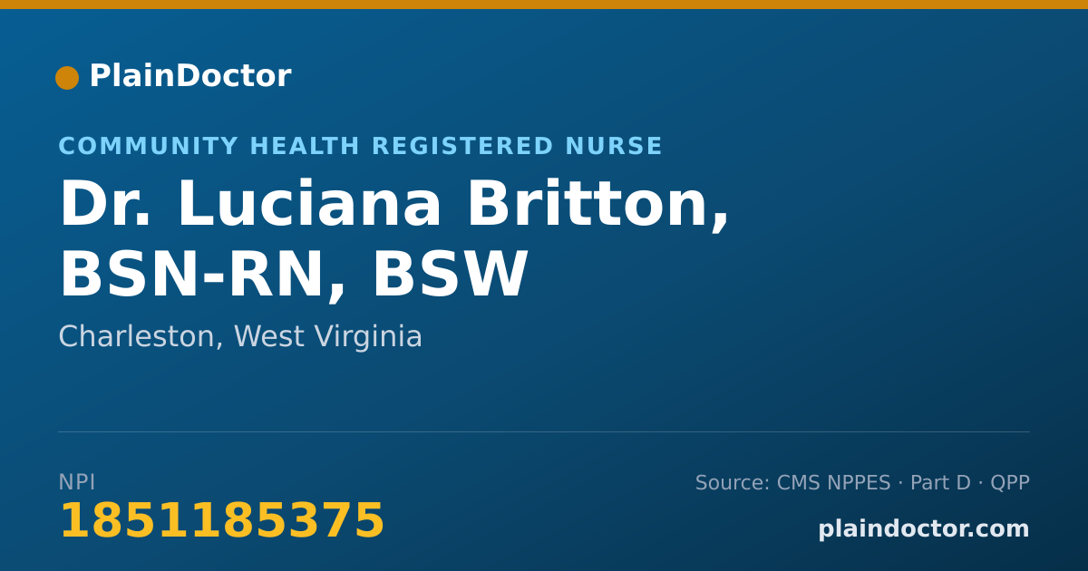 Shareable card for Luciana Britton, BSN-RN, BSW - Community Health Registered Nurse, Charleston, WV