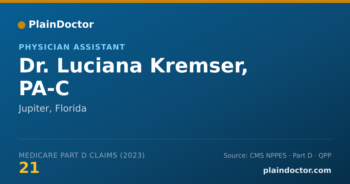 Shareable card for Luciana Kremser, PA-C - Physician Assistant, Jupiter, FL