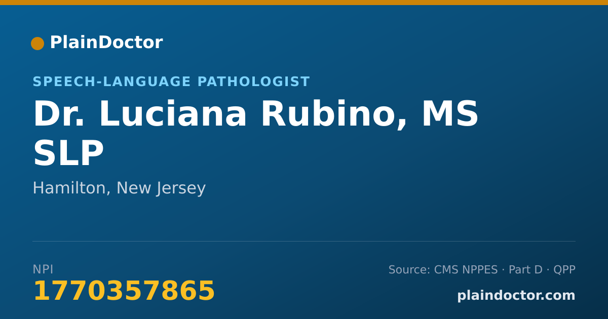 Shareable card for Luciana Rubino, MS SLP - Speech-Language Pathologist, Hamilton, NJ