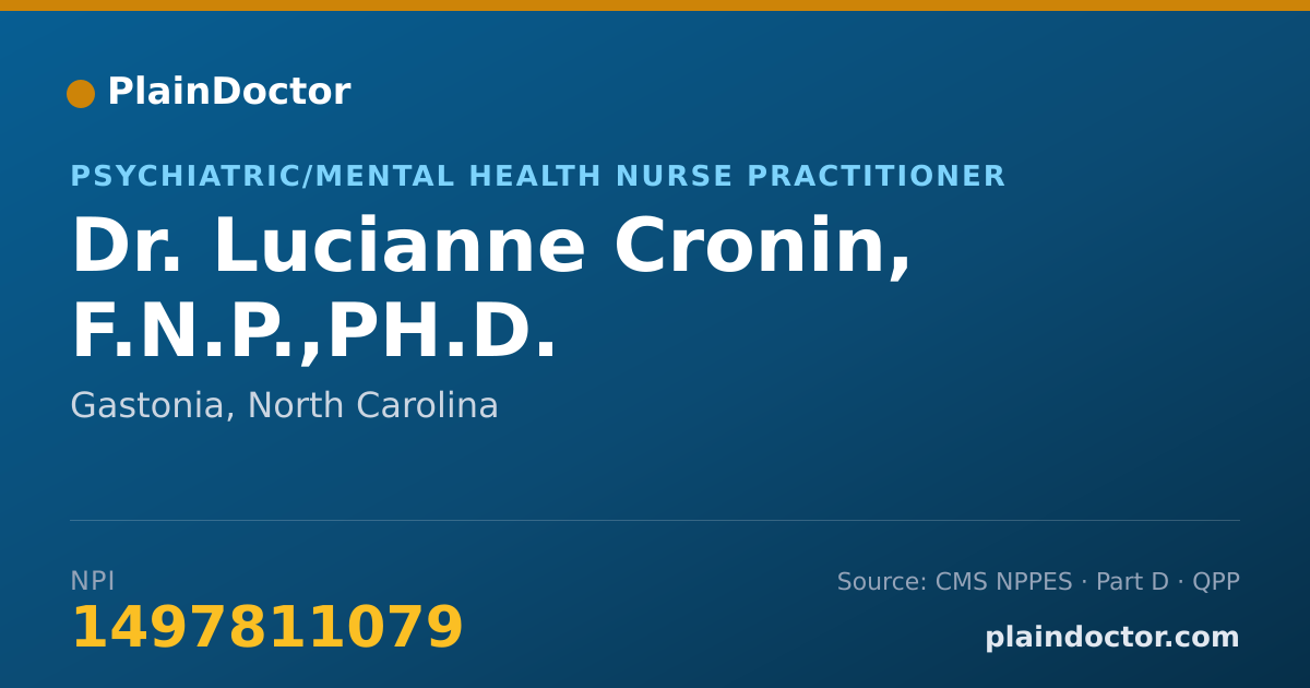 Shareable card for Lucianne Cronin, F.N.P.,PH.D. - Psychiatric/Mental Health Nurse Practitioner, Gastonia, NC