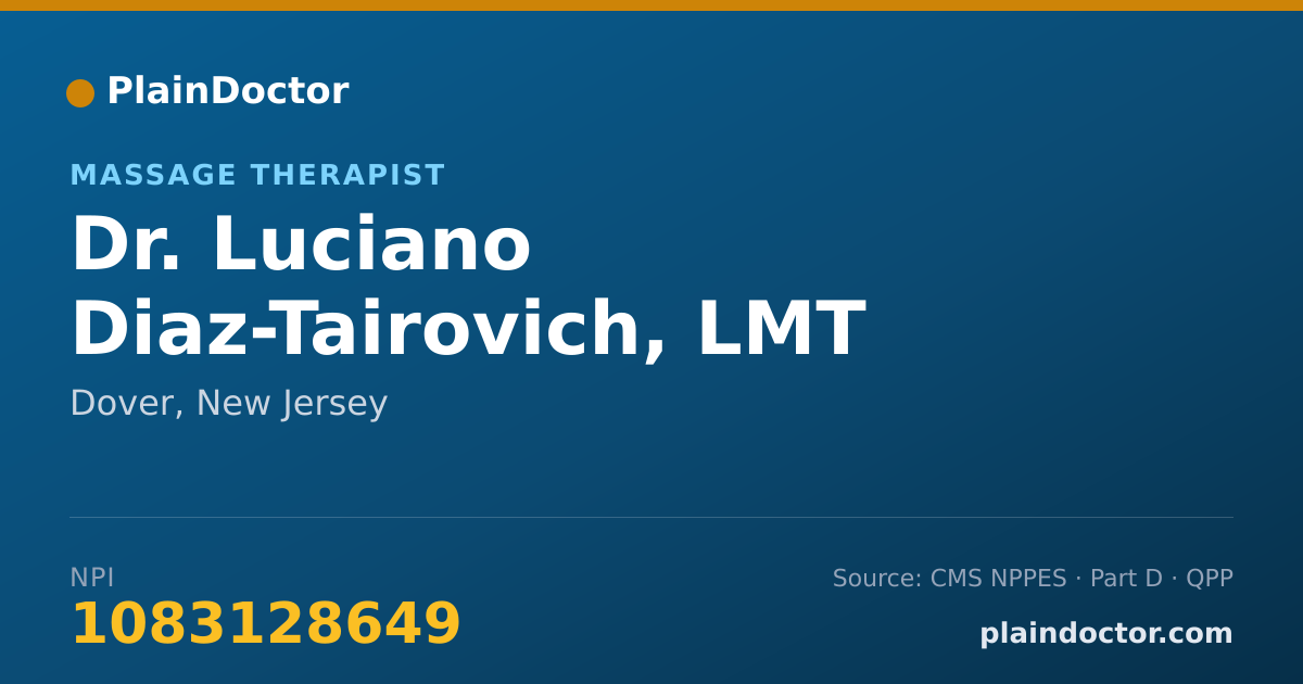 Shareable card for Luciano Diaz-Tairovich, LMT - Massage Therapist, Dover, NJ