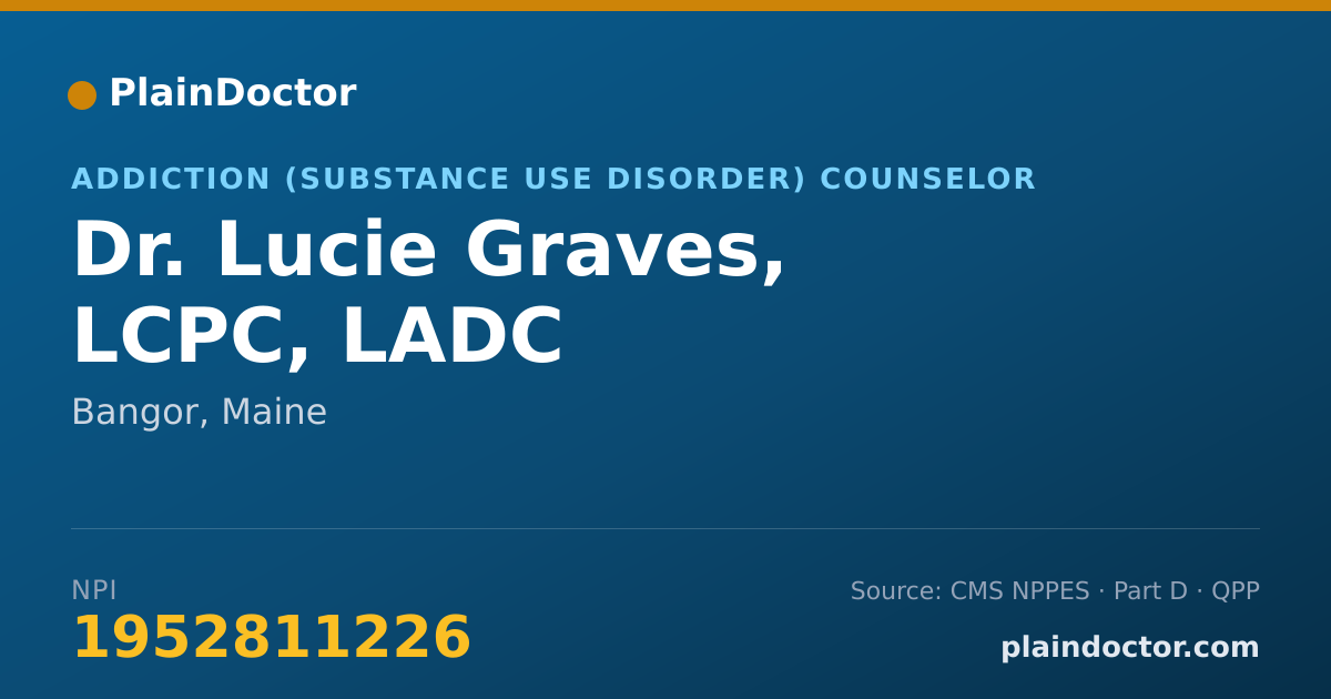 Shareable card for Lucie Graves, LCPC, LADC - Addiction (Substance Use Disorder) Counselor, Bangor, ME