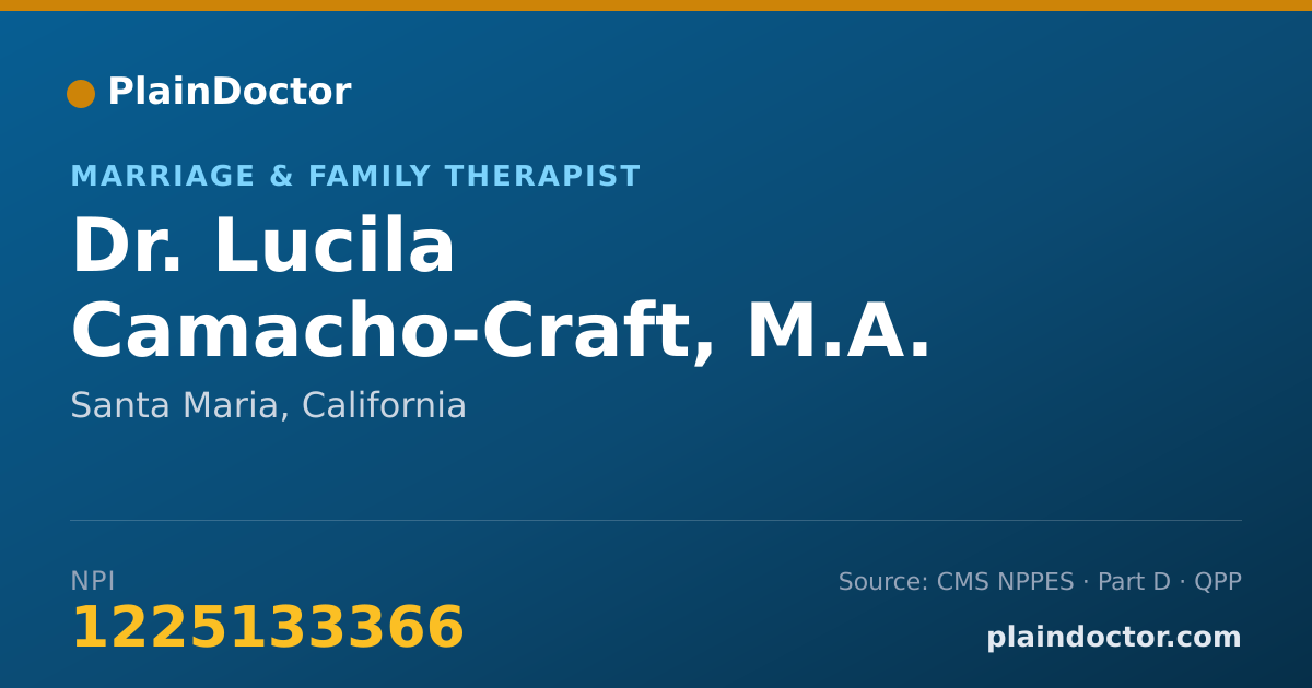 Shareable card for Lucila Camacho-Craft, M.A. - Marriage & Family Therapist, Santa Maria, CA