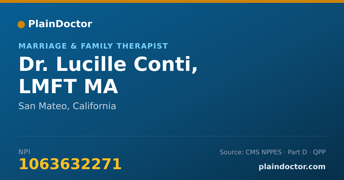 Shareable card for Lucille Conti, LMFT MA - Marriage & Family Therapist, San Mateo, CA