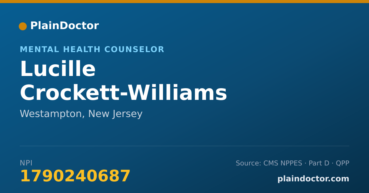 Shareable card for Lucille Crockett-Williams - Mental Health Counselor, Westampton, NJ
