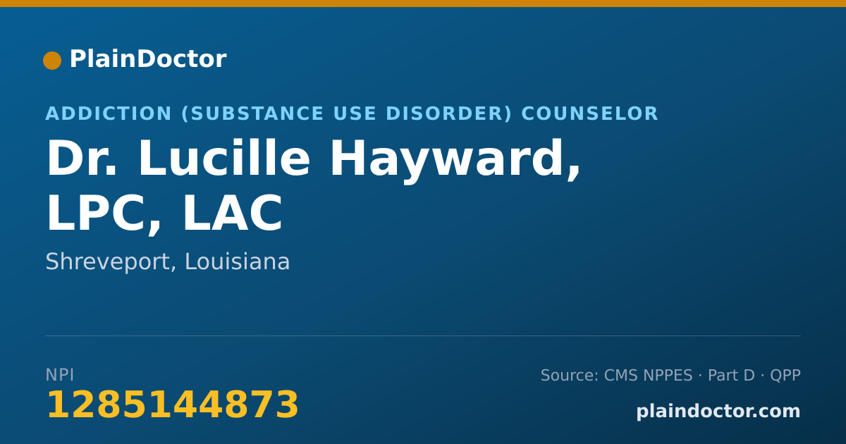 Shareable card for Lucille Hayward, LPC, LAC - Addiction (Substance Use Disorder) Counselor, Shreveport, LA