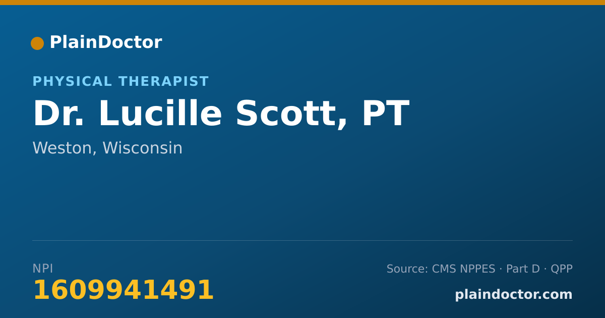 Shareable card for Lucille Scott, PT - Physical Therapist, Weston, WI